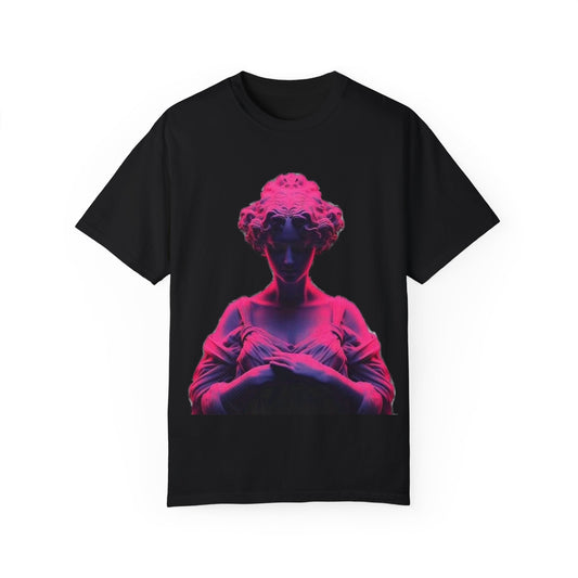 Unisex Garment-Dyed T-Shirt with Bold Statue Design - Artistic Graphic Tee for Creative Souls